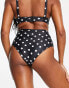 Peek & Beau high leg high waist bikini bottom with picot edging in black polka dot Marineblau gepunktet, 36 - фото #2