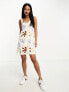 Фото #4 товара ASOS DESIGN linen sweetheart mini dress with button detail in abstract print