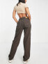 Фото #2 товара Monki straight leg cargo jeans in brown