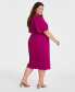 Фото #3 товара Plus Size V-Neck Butterfly-Sleeve Midi Dress