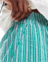 Фото #3 товара ASOS DESIGN seersucker tie waist wide leg trouser in green & pink stripe