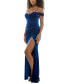 Juniors' Velvet Off-The-Shoulder Gown