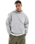 Фото #2 товара ASOS DESIGN boxy oversized hoodie with seam details and prints in grey marl