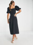 & Other Stories wrap midi dress in black