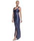 Фото #3 товара Women's Metallic Ruched Cowlneck Gown