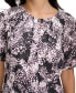 Women's Pleat-Neck Short-Sleeve Blouse blck multi, XL - фото #4