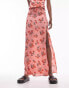 Topshop Tall co-ord cherry blossom split maxi skirt in pink