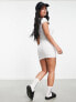 ASOS Weekend Collective mini dress with front graphic and short sleeve in white