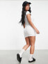 Фото #3 товара ASOS Weekend Collective mini dress with front graphic and short sleeve in white