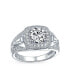 ფოტო #1 პროდუქტის Art Deco Style 2CT AAA CZ Pave Halo Square Cushion Cut Solitaire Engagement Ring For Women .925 Sterling Silver Split Baguette Side Stone Migraine Edge Band