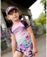 ფოტო #2 პროდუქტის Girl Short Sleeve Athletic Top Gradient Pink Printed Big Flowers - Toddler|Child