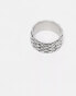 ASOS DESIGN waterproof stainless steel band ring with texture in silver tone