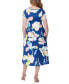 ფოტო #3 პროდუქტის Print Short Sleeve Pleated Flare Midi Pocket Dress
