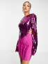 Фото #1 товара ASOS DESIGN backless sequin top bandage mini dress in magenta