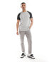 Brave Soul raglan t-shirt in light grey marl & dark charcoal marl