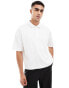 Фото #1 товара ASOS DESIGN oversized boxy polo with wide rib in white