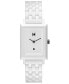 ფოტო #1 პროდუქტის Women's Signature Square White Ceramic Bracelet Watch 26mm