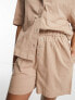 Фото #3 товара ASOS DESIGN Tall boxer short with linen in taupe co-ord