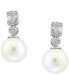 ფოტო #3 პროდუქტის EFFY® Cultured Freshwater Pearl (9mm) & Diamond (1/5 ct. t.w.) Drop Earrings in 14k White Gold