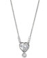 ფოტო #1 პროდუქტის Silver-Tone Cubic Zirconia Heart Pendant Necklace, 16" + 2" extender, Created for Macy's