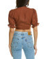 Фото #2 товара Shani Shemer Kate Puffy Sleeve Linen Top Women's Brown S