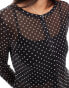 Фото #3 товара Vila dotty mesh cardigan co-ord in black