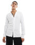 ASOS DESIGN muscle fit deep revere collar shirt in white Белый, S - Chest 38 - фото #1