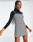 Фото #8 товара Miss Selfridge 2 in 1 cami dogtooth dress in black & white