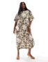 Фото #1 товара ASOS DESIGN Curve satin oversized midi tshirt dress in snake print