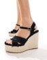 Stradivarius open wedge espadrille in black