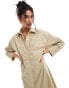 Фото #2 товара ASOS DESIGN oversized double point waist seam maxi shirt dress in camel