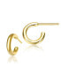 ფოტო #4 პროდუქტის Sterling Silver 14K Gold Plated Clear Cubic Zirconia Small Open Hoop Post Earrings