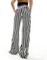 Mango stripe straight leg trousers in black and white