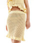 Фото #2 товара ASOS DESIGN knitted crochet mini skirt with frill in lemon