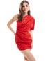 Фото #1 товара ASOS DESIGN one shoulder pleat detail mini dress in red