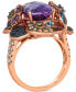 ფოტო #3 პროდუქტის Crazy Collection® Multi-Gemstone (7-7/8 ct. t.w.) & Nude Diamond (3/8 ct. t.w.) Statement Ring in 14k Rose Gold