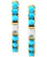 ფოტო #3 პროდუქტის EFFY® Turquoise & Diamond (1/8 ct. t.w.) Small Huggie Hoop Earrings in 14k Gold, 0.625"