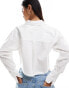 New Look cropped poplin shirt in white