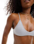 Cotton On seamless padded triangle bra top in grey marle