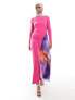 Фото #1 товара Daska chiffon split maxi dress in fuschia and multi