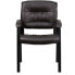 Фото #3 товара Brown Leather Executive Side Reception Chair With Black Metal Frame