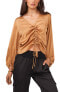 Two by Vince Camuto Ruched Front Crepe Blouse Wild Oak XS