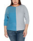 ფოტო #1 პროდუქტის Plus Size Colorblock 3/4-Sleeve Dolman Sweater