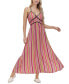 ფოტო #1 პროდუქტის Women's Striped Cross-Back Maxi Dress