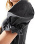 Фото #4 товара Miss Selfridge petite short sleeve mini smock dress in washed grey