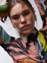 Фото #5 товара Topshop abstract art crinkle high neck long sleeve top in multi