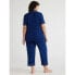 Фото #2 товара 2Pcs Joyspun Women Knit Short Sleeve Notch Collar Top & Capri Pajama Set Small