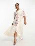 Hope & Ivy Plus embroidered floral maxi dress in ivory
