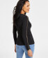 Фото #2 товара Women's Zip-Trim Long-Sleeve Top, Created for Macy's