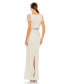 Women's Beaded Butterfly Sleeve Column Gown